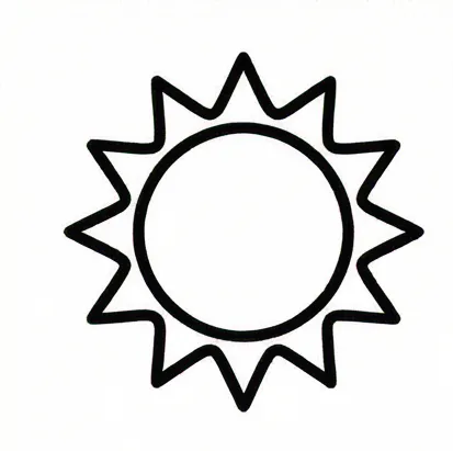 a black and white drawing of a sun.webp